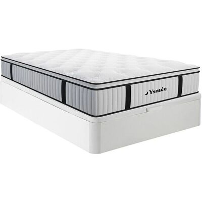 Vente-unique Weißes 140x190 Bettset mit Matratze & Stauraum Vente-unique Weißes 140x190 Bettset mit Matratze & Stauraum