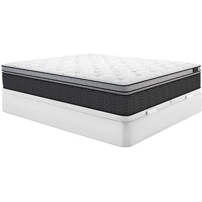 Conjunto de cama 180x200 cm con almacenaje - Blanco - Colchón de muelles ensacados Conjunto de cama 180x200 cm con almacenaje - Blanco - Colchón de muelles ensacados