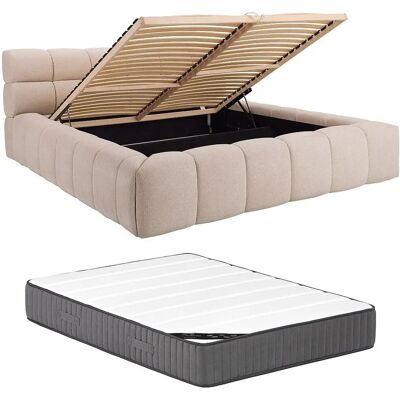 Lit de rangement beige Pascal Morabito - 200x200cm - Design Moderne Lit de rangement beige Pascal Morabito - 200x200cm - Design Moderne