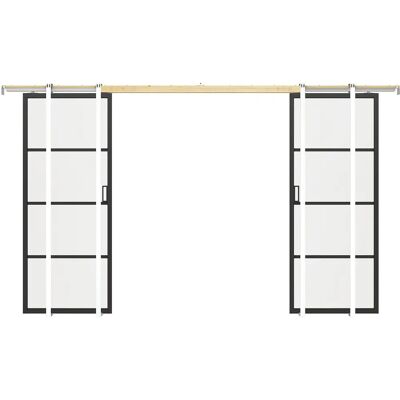 Porte coulissante double Vente-unique - Aluminium & verre trempé - 2 x H205 x L83 cm - Publicité Porte coulissante double Vente-unique - Aluminium & verre trempé - 2 x H205 x L83 cm - Publicité