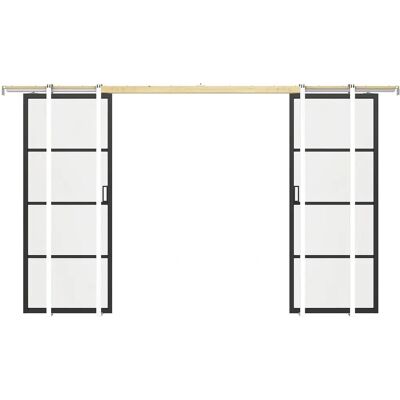 Vente-unique Doppelschiebetür - Aluminium & Sicherheitsglas - 2 x H205 x L83 cm Vente-unique Doppelschiebetür - Aluminium & Sicherheitsglas - 2 x H205 x L83 cm