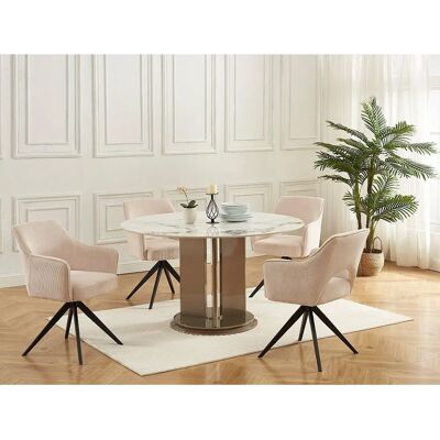 Vente-unique KONYA Silla giratoria de terciopelo con reposabrazos Vente-unique KONYA Silla giratoria de terciopelo con reposabrazos