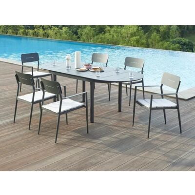 MYLIA Vente Gartenset - Ausziehbarer 170/240cm Tisch & Stapelstühle MYLIA Vente Gartenset - Ausziehbarer 170/240cm Tisch & Stapelstühle