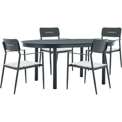 Ensemble de jardin MYLIA LOTTYS - Table extensible & 4 chaises empilables - Publicité Ensemble de jardin MYLIA LOTTYS - Table extensible & 4 chaises empilables - Publicité