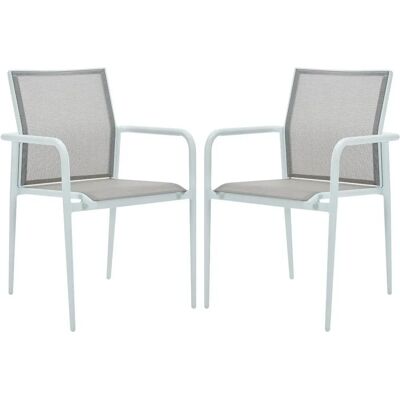 MYLIA YOHA Garden Chairs Set - Stackable Aluminum & Textilene - Light Gray/White - Garden Furniture MYLIA YOHA Garden Chairs Set - Stackable Aluminum & Textilene - Light Gray/White - Garden Furniture