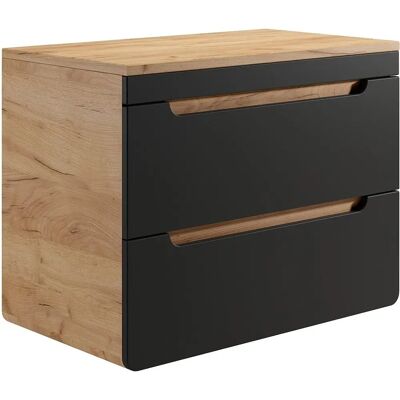 Vente-unique Meuble suspendu pour salle de bain Aruba - 80cm - Naturel clair et Anthracite Vente-unique Meuble suspendu pour salle de bain Aruba - 80cm - Naturel clair et Anthracite