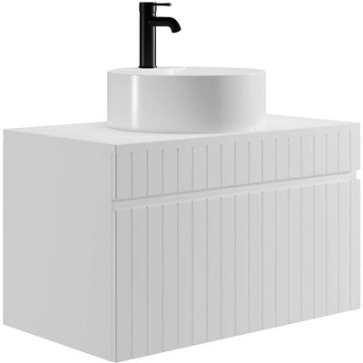Vente-unique White 80cm Suspended Bathroom Furniture with Basin Vente-unique White 80cm Suspended Bathroom Furniture with Basin