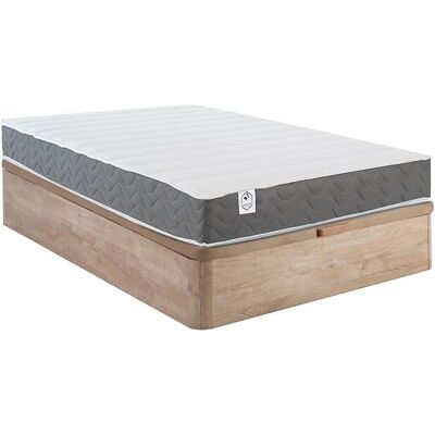 Ensemble de Lit avec Rangement Naturel Clair 120x200cm - HEAVEN de DREAMEA Ensemble de Lit avec Rangement Naturel Clair 120x200cm - HEAVEN de DREAMEA