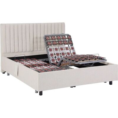 Lits électrique réglable DREAMEA 2x70x190cm Tissu Beige - NALU - Publicité Lits électrique réglable DREAMEA 2x70x190cm Tissu Beige - NALU - Publicité