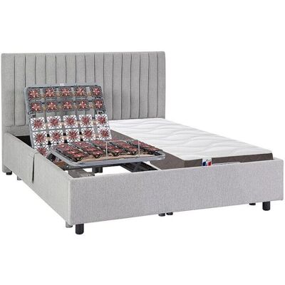 DREAMEA TIARI Elektrisch verstellbares Bett - Latex 3 Zonen - Grau DREAMEA TIARI Elektrisch verstellbares Bett - Latex 3 Zonen - Grau