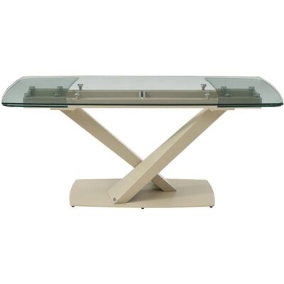 Table à Manger Extensible Malata Maison Céphy - Verre Trempé & Métal - Beige & Transparent - 6-10 Places - Publicité Table à Manger Extensible Malata Maison Céphy - Verre Trempé & Métal - Beige & Transparent - 6-10 Places - Publicité