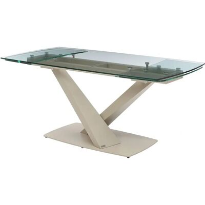 Mesa Extensible Malata Maison Céphy - Cristal Templado y Metal - Beige y Transparente - 6 a 10 Plazas Mesa Extensible Malata Maison Céphy - Cristal Templado y Metal - Beige y Transparente - 6 a 10 Plazas