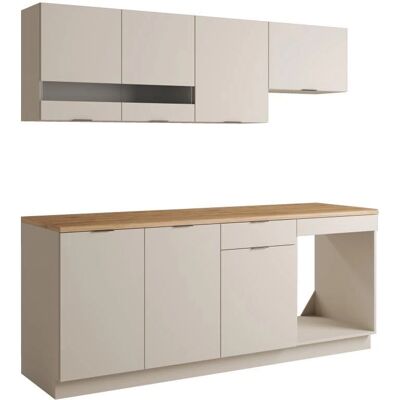 Vente-unique CARMEO Ensemble de Cuisine - Beige et Naturel - 200cm - Complet - Publicité Vente-unique CARMEO Ensemble de Cuisine - Beige et Naturel - 200cm - Complet - Publicité