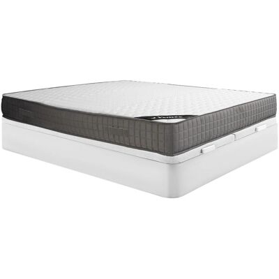 Ysmée Weißes Stauraumbett-Set mit 180x200cm Memory Foam-Matratze Ysmée Weißes Stauraumbett-Set mit 180x200cm Memory Foam-Matratze