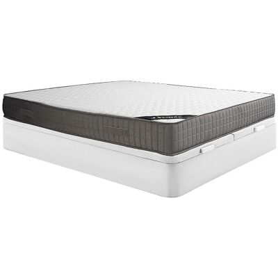 Ysmée Weißes Stauraumbett-Set mit 180x200cm Memory Foam-Matratze Ysmée Weißes Stauraumbett-Set mit 180x200cm Memory Foam-Matratze