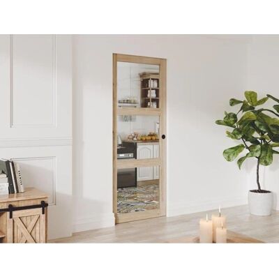 Vente-unique Kiefer Schiebetür mit 3 Fenstern - Innenbereich Vente-unique Kiefer Schiebetür mit 3 Fenstern - Innenbereich