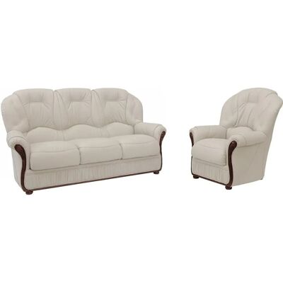 Vente-unique Canapé et Fauteuil en Cuir de Buffle Ivoire - Publicité Vente-unique Canapé et Fauteuil en Cuir de Buffle Ivoire - Publicité
