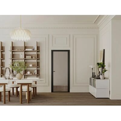 LOXTON Odwracalne drzwi wewnętrzne z aluminium i szkła - Czarny - 204x93cm LOXTON Odwracalne drzwi wewnętrzne z aluminium i szkła - Czarny - 204x93cm