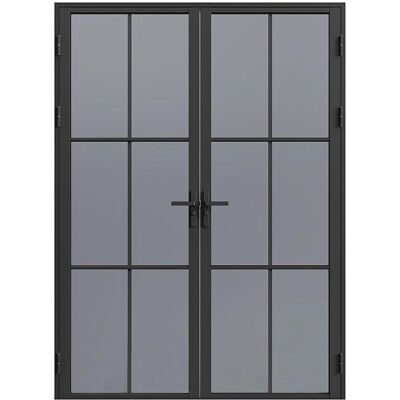 Rewersowalna wewnętrzna drzwi z aluminium i szkła - Czarny Rewersowalna wewnętrzna drzwi z aluminium i szkła - Czarny