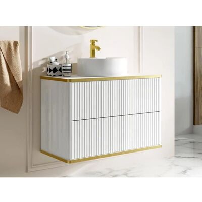 Meuble de salle de bain KELIZA - Blanc - 80cm - Suspendu - Écologique - Publicité Meuble de salle de bain KELIZA - Blanc - 80cm - Suspendu - Écologique - Publicité