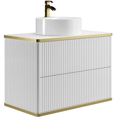 Meuble de salle de bain KELIZA - Blanc - 80cm - Suspendu - Écologique - Publicité Meuble de salle de bain KELIZA - Blanc - 80cm - Suspendu - Écologique - Publicité
