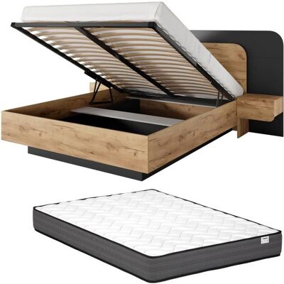 Vente-unique Schlafsofa mit LEDs - 160x200 cm - Natur & Anthrazit Vente-unique Schlafsofa mit LEDs - 160x200 cm - Natur & Anthrazit