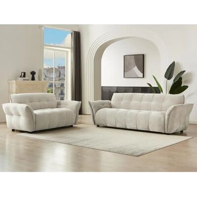 Vente-unique Canapé Beige NAPIZO 3+2 Places - Canapé - Publicité Vente-unique Canapé Beige NAPIZO 3+2 Places - Canapé - Publicité