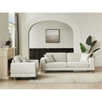 Vente-unique JamoLo 3-Sitzer & Sessel - Strukturstoff - Beige - Sofa Vente-unique JamoLo 3-Sitzer & Sessel - Strukturstoff - Beige - Sofa