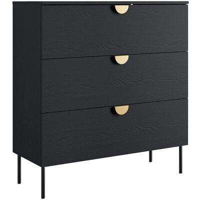 NATANIEL - 3-Drawer - Noir et or - Chest - Publicité NATANIEL - 3-Drawer - Noir et or - Chest - Publicité