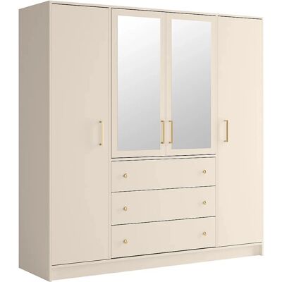 Vente-unique LIZANDRO Armoire 4 portes 3 tiroirs - Miroirs - Publicité Vente-unique LIZANDRO Armoire 4 portes 3 tiroirs - Miroirs - Publicité