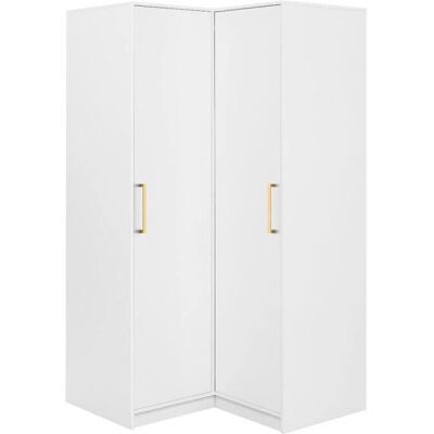 Armoire d'angle 2 portes - 115cm - Blanc - Lizandro - Publicité Armoire d'angle 2 portes - 115cm - Blanc - Lizandro - Publicité