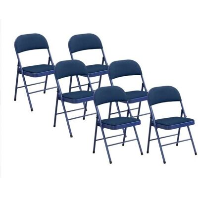 Vente-unique Samt- und Metallfaltstühle - Blau - Ortensia Vente-unique Samt- und Metallfaltstühle - Blau - Ortensia