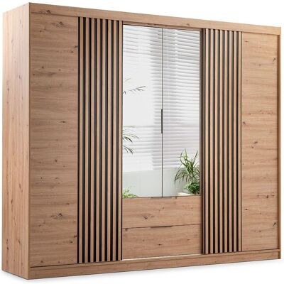 Armoire Sidovia - 4 Portes, Miroir, Panneau de Particules - Style Contemporain - Publicité Armoire Sidovia - 4 Portes, Miroir, Panneau de Particules - Style Contemporain - Publicité