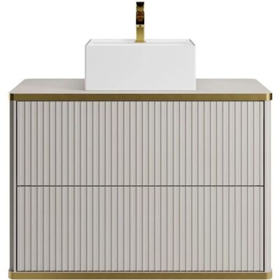 Meuble de salle de bain KELIZA - 80cm Beige Suspendu - Publicité Meuble de salle de bain KELIZA - 80cm Beige Suspendu - Publicité