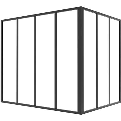 BAYVIEW Corner Glass Panel - Tempered, Black - Workshop Partition BAYVIEW Corner Glass Panel - Tempered, Black - Workshop Partition