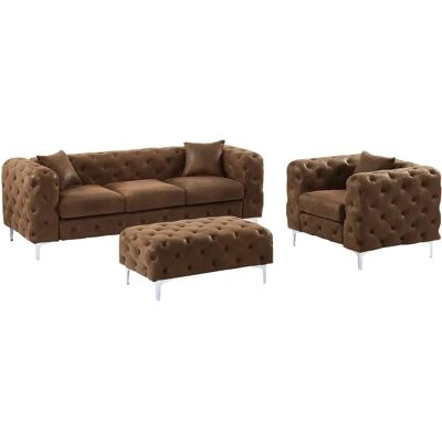 Ensemble Canapé Chesterfield Microfibre Edwina - Publicité Ensemble Canapé Chesterfield Microfibre Edwina - Publicité