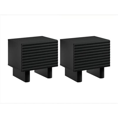 Vente-unique Ludima Nightstands - 2 pcs, MDF, Black - Contemporary Vente-unique Ludima Nightstands - 2 pcs, MDF, Black - Contemporary