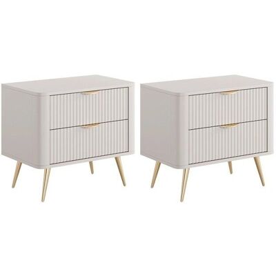 Pascal Morabito - Nachttisch - Modern, 2 Schubladen - Beige Pascal Morabito - Nachttisch - Modern, 2 Schubladen - Beige