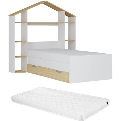 Jeraco lit cabane 90x190 - blanc - aggloméré - lit Jeraco lit cabane 90x190 - blanc - aggloméré - lit
