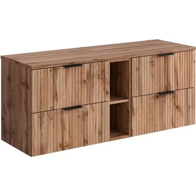 Zevara Natural Wood Bathroom Cabinet - Double Sink - 140x57x46 cm Zevara Natural Wood Bathroom Cabinet - Double Sink - 140x57x46 cm