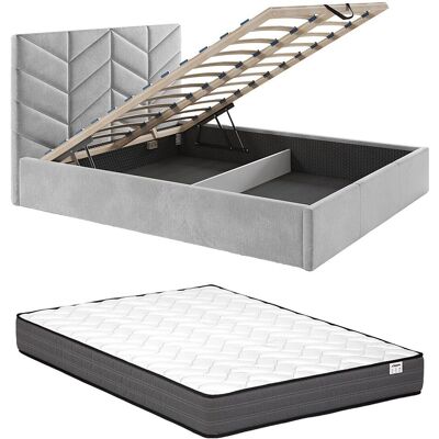 Canapé gigogne vintage 180x200 cm gris avec matelas Canapé gigogne vintage 180x200 cm gris avec matelas