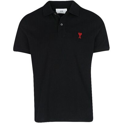AMI Alexandre Mattiussi Schwarzes Ami de Cœur Polo - Bio-Baumwolle - Größe Large - Damen AMI Alexandre Mattiussi Schwarzes Ami de Cœur Polo - Bio-Baumwolle - Größe Large - Damen
