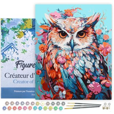 Kit de Peinture Chouette Colorée en Fleurs 40x50cm Figuredart - Publicité Kit de Peinture Chouette Colorée en Fleurs 40x50cm Figuredart - Publicité