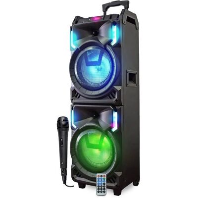 Haut-parleur Bluetooth portable Inovalley MS01XXL-N - Karaoké, LED, Trolley - Publicité Haut-parleur Bluetooth portable Inovalley MS01XXL-N - Karaoké, LED, Trolley - Publicité