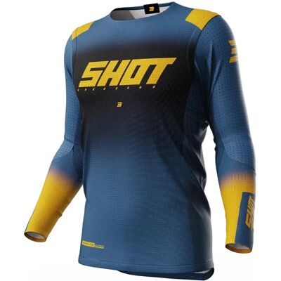 Maillot de motocross Shot Aerolite Ultima - Bleu Jaune - L - Unisexe - Publicité Maillot de motocross Shot Aerolite Ultima - Bleu Jaune - L - Unisexe - Publicité