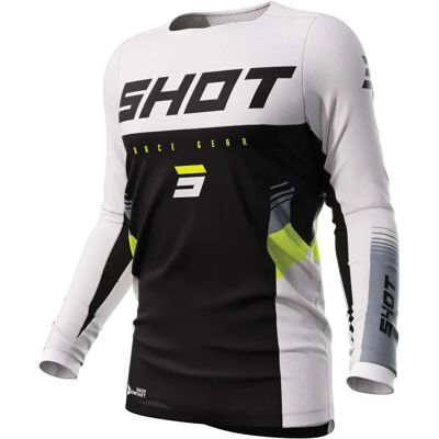 Maillot de motocross Shot Contact Tracer Noir Blanc taille : M - Publicité Maillot de motocross Shot Contact Tracer Noir Blanc taille : M - Publicité