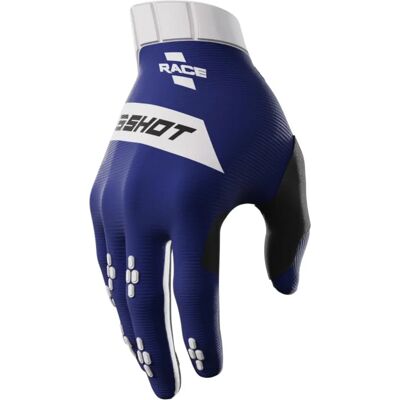 Gants de Motocross Shot Race - Blanc Bleu - 2XL - Publicité Gants de Motocross Shot Race - Blanc Bleu - 2XL - Publicité