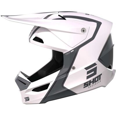Casco Unisex Shot Furious Reflex Grigio Bianco - MX Cross - Leggero Casco Unisex Shot Furious Reflex Grigio Bianco - MX Cross - Leggero