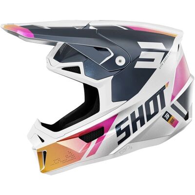 Casco da Cross Shot Lite Ultra Blu-Arancio-Rosa Perlato Casco da Cross Shot Lite Ultra Blu-Arancio-Rosa Perlato