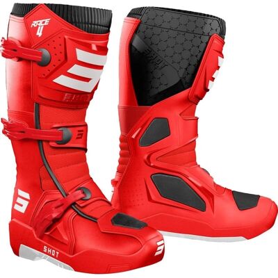 Shot Race 4 Rote Offroad-Motorradstiefel - Motocross Schuhe Shot Race 4 Rote Offroad-Motorradstiefel - Motocross Schuhe